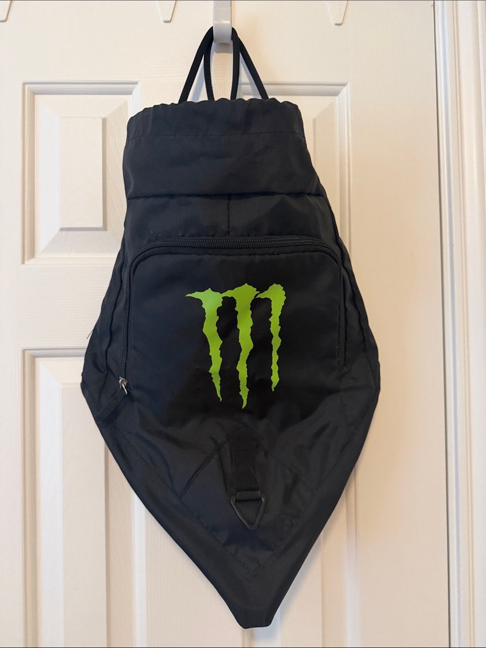 Black Sling Backpack with Green Monster Logo